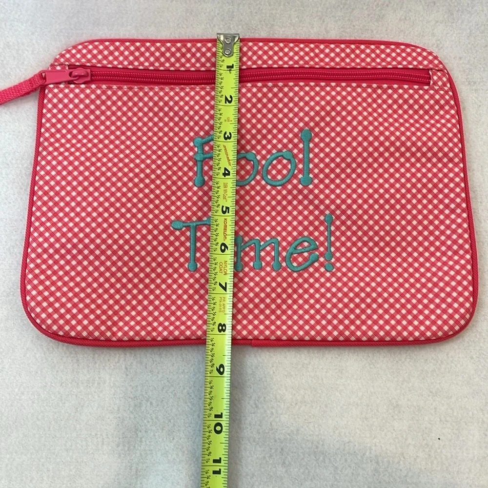 Thirty-One Pocket A Tote Zipper Utility Pouch Insert Coral Gingham Pool … - Picture 11 of 13